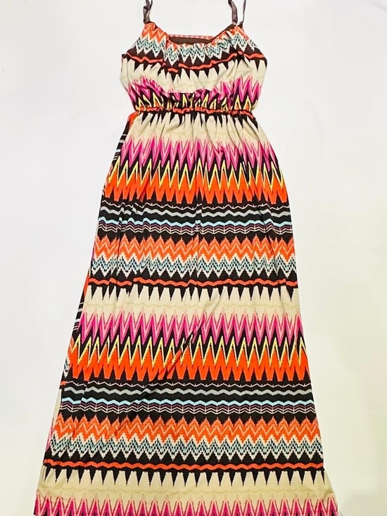 bauleyblue Dresses & Skirts - Speed Control Zigzag Chevron Maxi Dress in Pink, Orange & Black